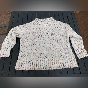 Seven7,‎ Ladies Oversized Raised Dot Cream Crewneck Sweater, Size L